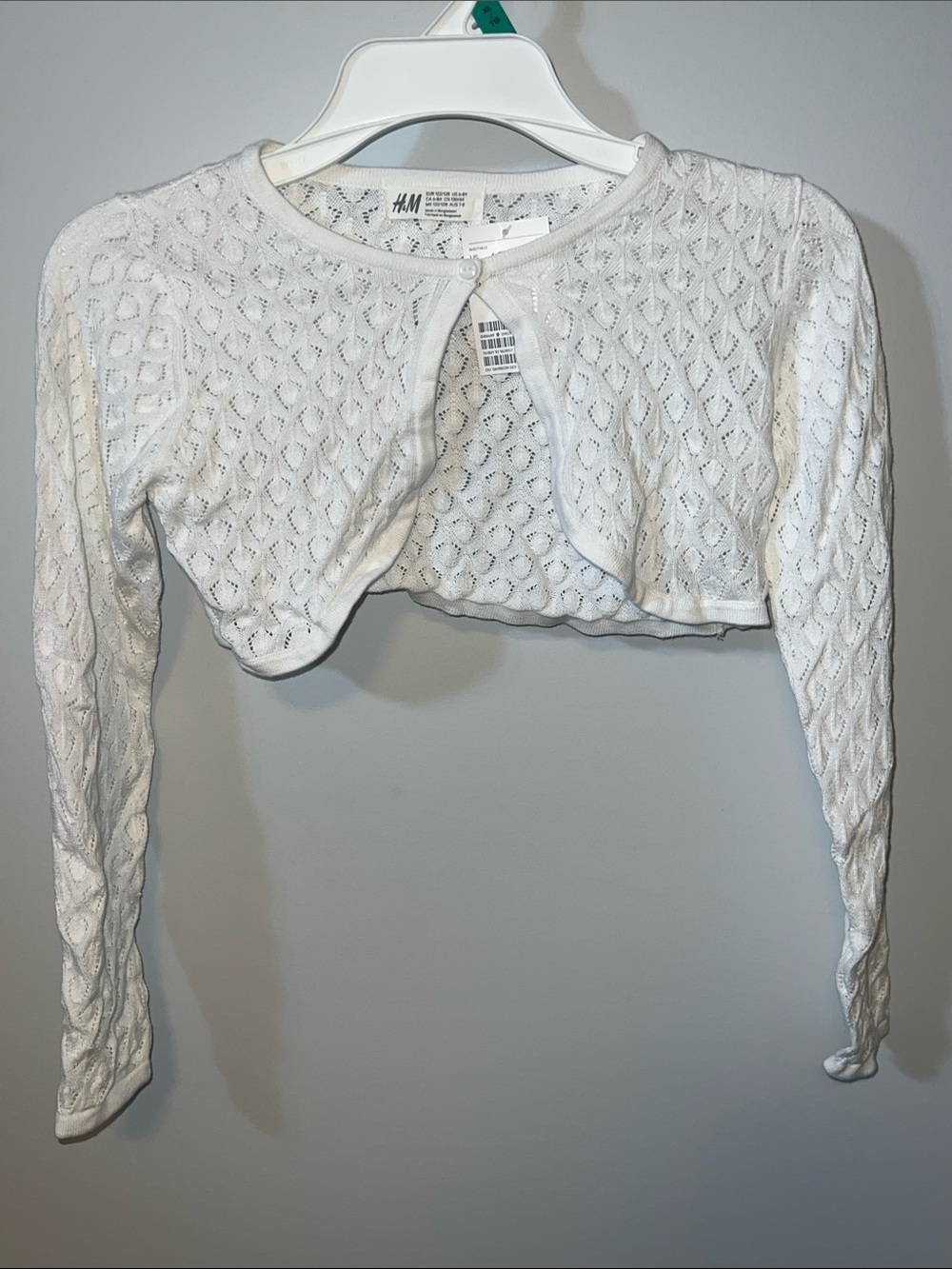 H&M Kids White Cropped Knit Bolero Cardigan